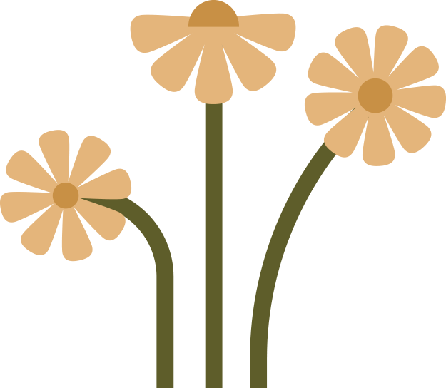 An icon depicting three flowers side by side.