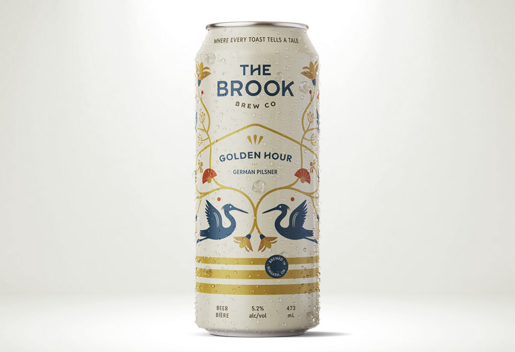 An image showing a can of The Brook Brew Co's Golden Hour German Pilsner.