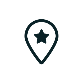 A location pin with a star in the centre.